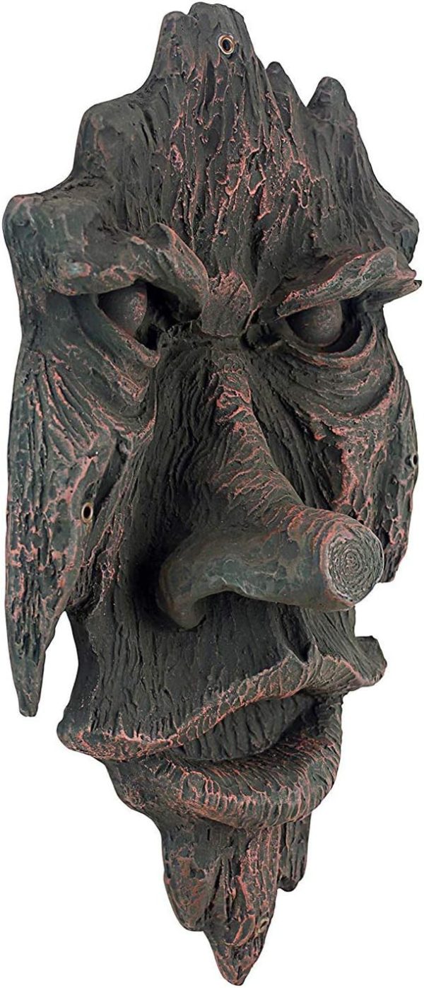 Design Toscano Nottingham Woods Greenman Tree Face Indoor/Outdoor Fantasy Wall Sculpture, 15 inches tall, Cast Stone Resin, Woodtone Finish