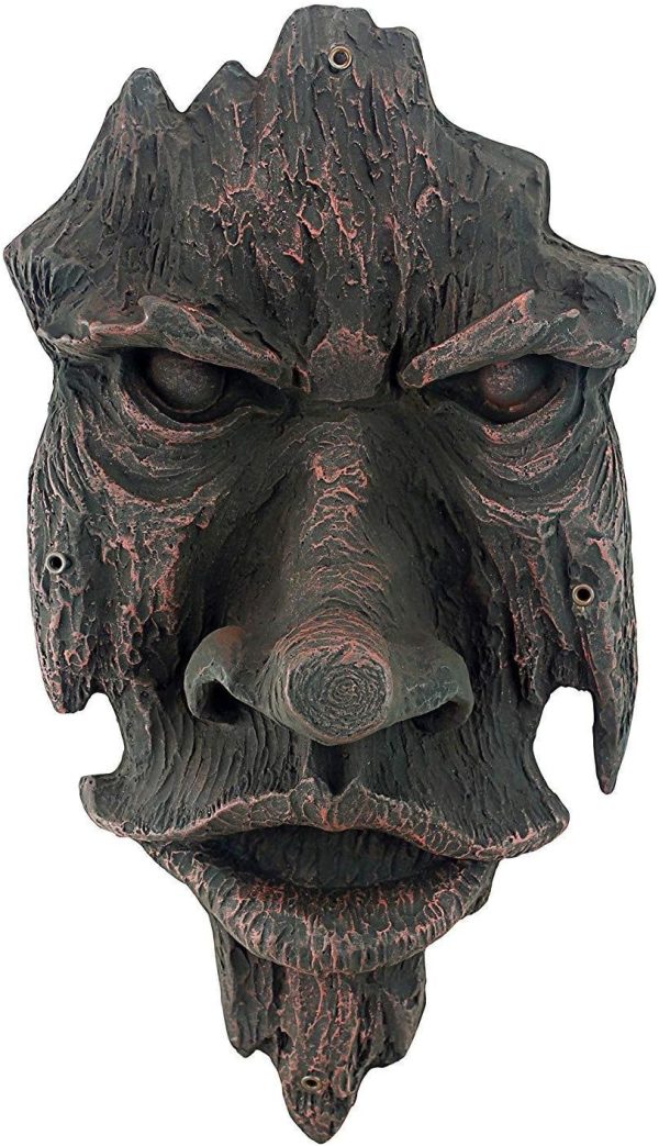 Design Toscano Nottingham Woods Greenman Tree Face Indoor/Outdoor Fantasy Wall Sculpture, 15 inches tall, Cast Stone Resin, Woodtone Finish - Image 2