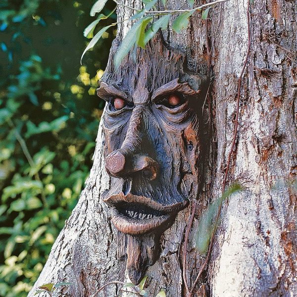 Design Toscano Nottingham Woods Greenman Tree Face Indoor/Outdoor Fantasy Wall Sculpture, 15 inches tall, Cast Stone Resin, Woodtone Finish - Image 7