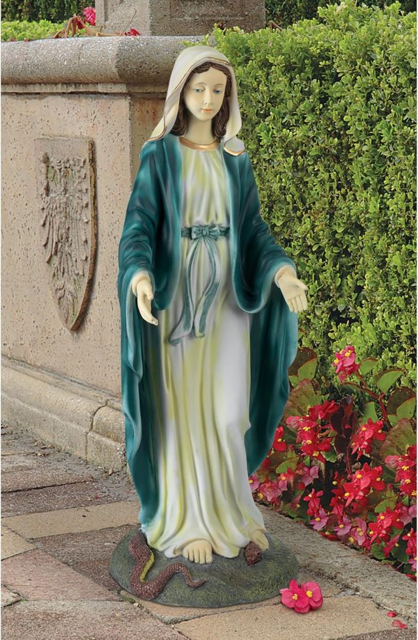 Design Toscano Virgin Mary Blessed Mother of Immaculate Conception Religious Garden Statue, 23 Inch Tall, Cast Stone Resin, Full Color Finish - Image 7
