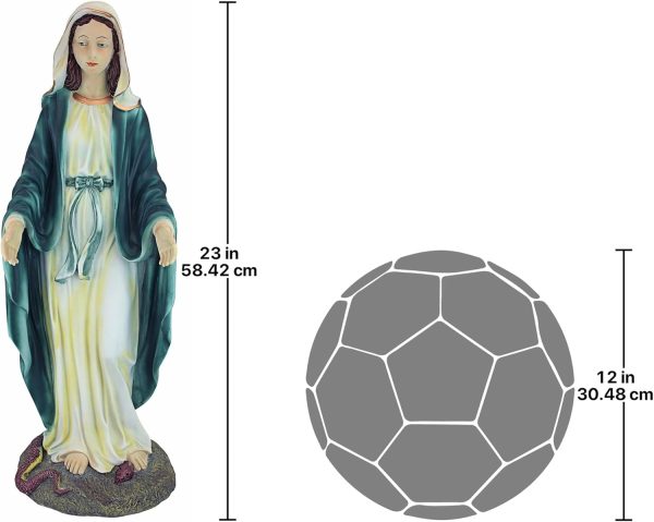 Design Toscano Virgin Mary Blessed Mother of Immaculate Conception Religious Garden Statue, 23 Inch Tall, Cast Stone Resin, Full Color Finish - Image 9