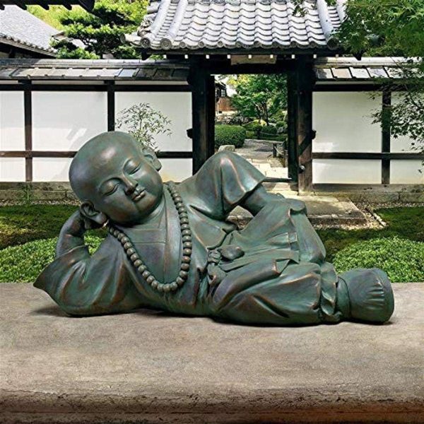 Design Toscano Kaiyuan Temple Pondering Man Asian Garden Statue, 21 inches Wide, 22 inches Tall, Cast Stone Resin, Green Bronze Finish - Image 8