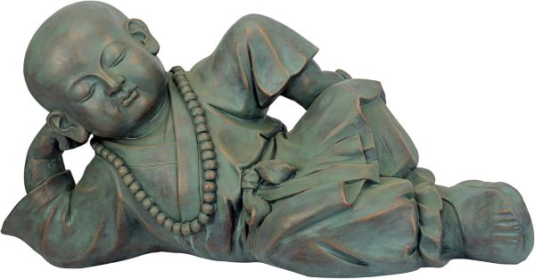 Design Toscano Kaiyuan Temple Pondering Man Asian Garden Statue, 21 inches Wide, 22 inches Tall, Cast Stone Resin, Green Bronze Finish - Image 9