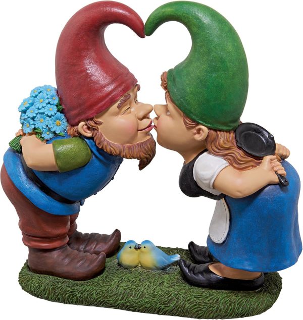 Design Toscano QM2796400 Garden Gnome Statue - Kiss and Tell Lover Gnomes - Lawn Gnome,,full color
